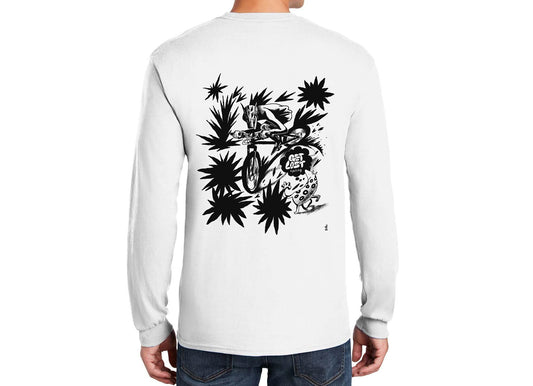 Get Lost Cycling T-Shirt - Black & White Longsleeve